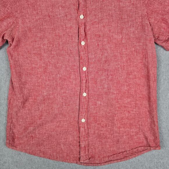 American Rag Cie Mens Medium Red Linen Blend Short Sleeve Button Down Shirt - Picture 4 of 12